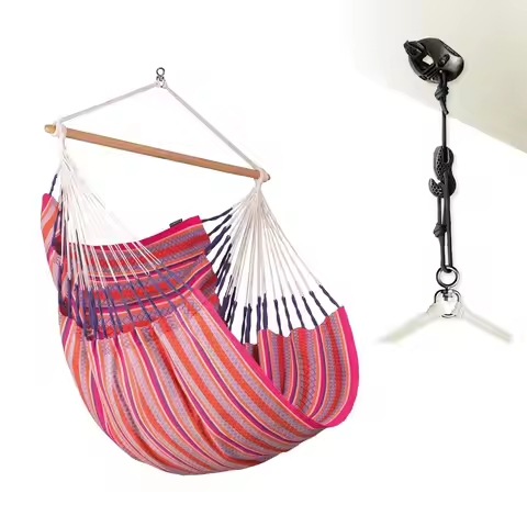 XL King Habana Cotton Hammock Chair amp CasaMount Hanging Chair w Suspension Kit for Walls Ceilings 