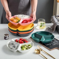 富嘉樂三格多格分餐盤家用小吃碟蒸菜盤兒童分餐盤快餐盤陶瓷啞光