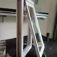 kusen jendela aluminium 1 set lengkap ukuran 80x120 packing kayu