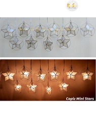 Capiz Star Parol 6" - 10 pcs per set (Warm White Lights) by Christmas Hanging Lantern by Real Star