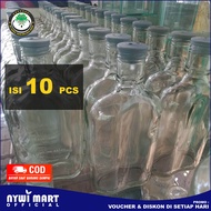 PAKET ISI 20 pcs Botol Kaca 350ml Model Gepeng Tutup Karet / Botol Bekas Minuman Mansion / Botol Ser