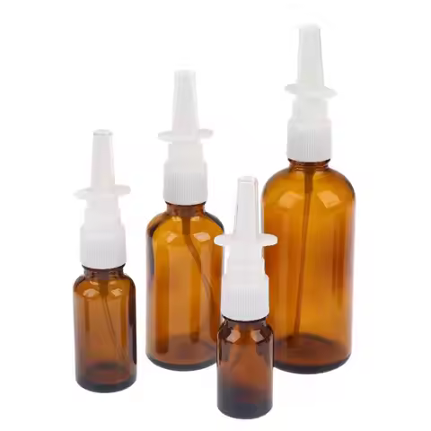 1Pcs Amber Glass Nasal Spray Bottle UV Protection BPA Free Nozzle Empty for Home Travel Medical Nasa