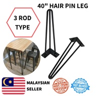 🔥Ready Stock🔥 40" 4 PCS Hairpin Leg 1 Set Kaki Meja Besi Kaki Meja DIY Loft Hairpin Leg Counter Bar Leg