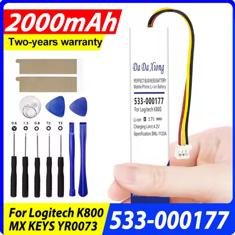 DaDaXiong 2000mAh NEW Keyboard Battery for Logitech K800, MX KEYS, YR0073,533-000177 533-000141 533-