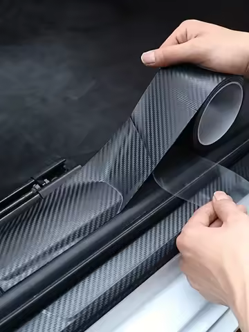 3D Carbon Fiber Sticker Paste Car Threshold Protective Film Anti Scratch Waterproof Matte Black Nano