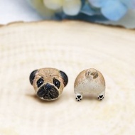 全手制 巴哥犬耳環 八哥 防敏感耳針 耳釘/耳夾