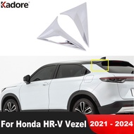 Rear Window Spoiler Cover Trim For Honda HR-V Vezel 2021 2022 2023 2024 Chrome Car Windows Side Wing Frame Trims Accessories