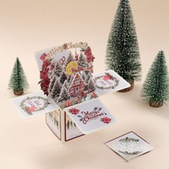 Christmas Circle 3D Card 3D Paper Carving of Pop-up Stereoscopic Box Merry Christmas Blessing Card
