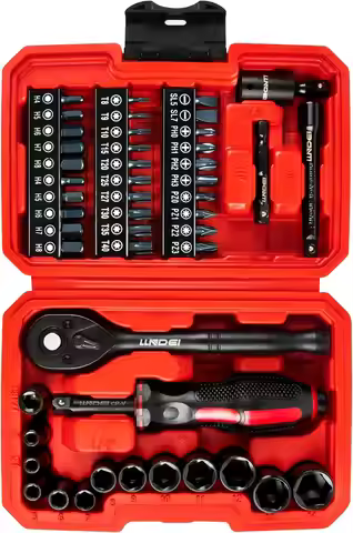 48 Piece 1/4 Inch Mini Socket Ratchet Wrench Set, Metric Shallow Socket (4-14mm) 6-Point,with 72 Tee