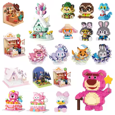 disney Nick Building Blocks MOC Cute Lotso LinaBell Duffy Cartoon Donald Duck Toys Holiday Birthday 
