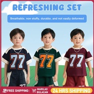 Kids' Sports Set - Number 77 Breathable Short-Sleeve Outfit