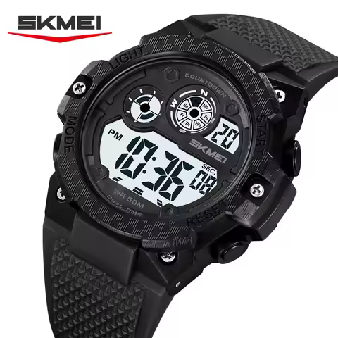 SKMEI 2337 Men's Sports Watch 2-Time Waterproof Timing Stopwatch Digital Watch Original Clock Round 