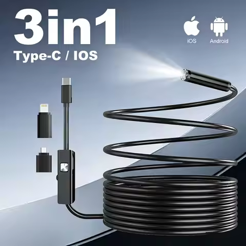3 IN 1 Endoscope Camera with Light 1080P HD Borescope Tools With LED IP67 Waterproof Inspection Came