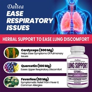 Lung support supplement for lung cleansing and detoxification, respiratory and bronchial support for