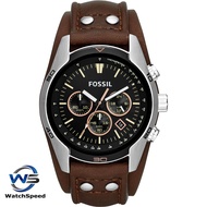 For Original Fossil CH2891 Coachman Chronograph Cuff Watch Brown Leather Black Dial Men's Watch
