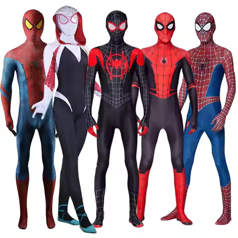 Spider Man Suit Gwen Miles Tobey Black Suit Cosplay Costume Full Bodysuit Halloween Party Jumpsuit S