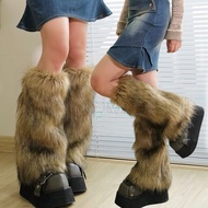 Women's Plush Faux Fur Leg Warmers - Vintage Y2K Inspired Autumn Winter Warmers