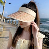 Empty top UV sunscreen hat women's summer UV protection big hat brim beach sunshade straw hat cycling face hat