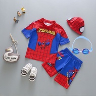 Kid's Swimsuit  boy's Spiderman Swimsuit  Swimming suit  swimming cap  swimming mirror  Kid's Spider