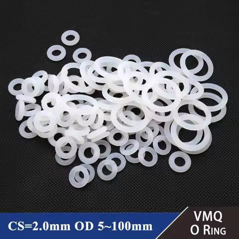 10/50Pcs White Food Grade Silicone Ring Gasket CS 2mm OD 5 ~ 100mm Waterproof Washer Rubber VMQ O Ri