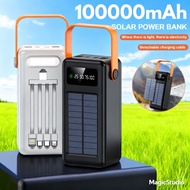 PD 40W Solar Powerbank 100000mAh Original solar powerbank with 4 Cable Power Bank Besar Tahan Lama P
