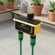 Smart Dual Zone Wi-Fi Solar Irrigation Timer, App Control Auto Watering for Garden, 1 Piece Pemasa P