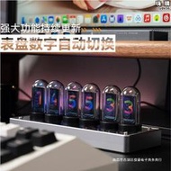 ips彩屏擬輝光管數字時鐘鬧鐘電子競技桌面創意擺件新品