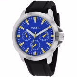 Fossil Blue Dial Black Silicone Strap Men's Watch BQ1292