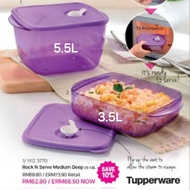 Tupperware Rock N Serve Large Deep 3.5 Liter - MIcrowaveable Crystal Purple Food Container