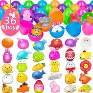 Dioju 36 Pcs Easter Eggs Mochi Squishy Toys Pack, Easter Basket Stuffers Party Favors for Kids, Goodie Bag Pinata Fillers Kawaii Squishies Sensory Toy, Carnival Prizes, Easter Egg Hunt Gifts Treats