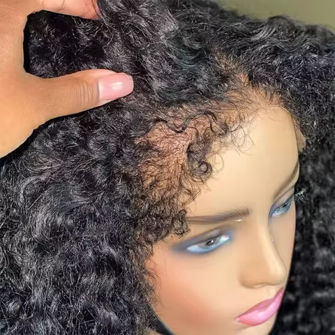 300 Density 13x6 4C Afro Kinky Curly Wig 100% Human Hair 13x4 4C Edges Frontal Deep Wave Curly Lace 