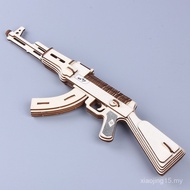 Boy ak47 Military Three-Dimensional Assembly Weapon Brain-Using Wood Model Toy Puzzle Submachine Gun