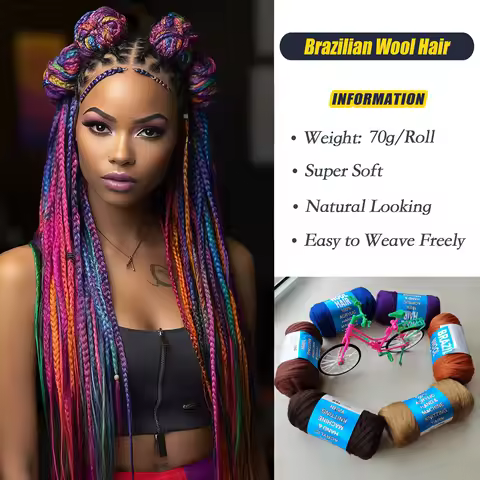 Brazilian Wool Hair for Jumbo Braids Acrylic Yarn African Crochet Hair Senegalese Twist Crochet Hair