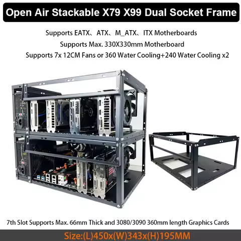 DIY Computer Case PC Frame Desktop Chassis Stackable Open Air Test Bench Chassis Fits ATX MacroATX E
