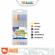 Bazic 6 Fruit Scented Glitter Color Gel Pen with Case - Glitter Pen