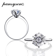 PANSYSEN Classic Engagement Rings for Women Silver 925 Jewelry Simulated Moissanite Diamonds Gemstone Ring Fine Jewelry Gifts