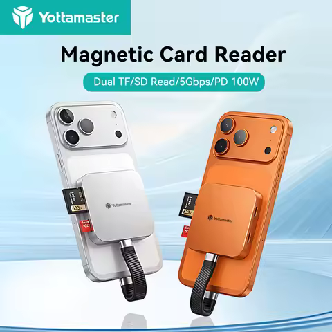 Yottamaster 4/6 in 1 Magnetic Card Reader Dual SD/TF Adapter PD100W Multi Port Ultra-Thin USB C Hub 