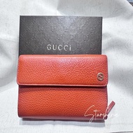 二手 Gucci 超大容量 橘色 長夾 皮夾