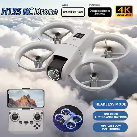 H135 Mini Drone 4K Profesional Dual Camera Headless Mode Obstacle Avoidance WiFi FPV Dron 360° Flip 