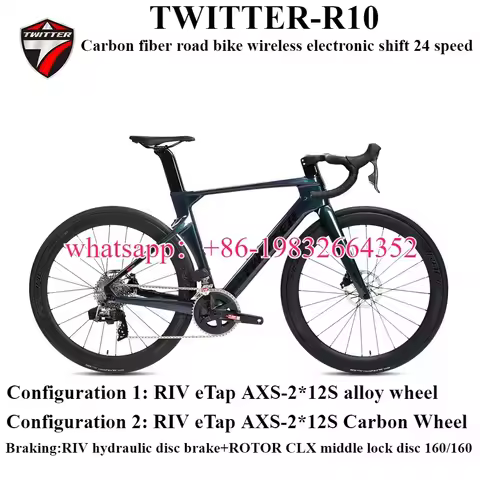 TWITTER R10pro Wireless electronic shifting RIVAL eTap AXS-2X12Speed carbon fiber racing road bike h