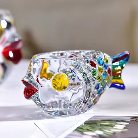 1pc Home Creative Glass Fish Vase Hydroponic Dining Room Decoration Living Room Sample Room Decorati