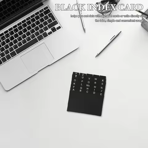 30Pcs Black Index Card Dividers PP Plastic Alphabet Tab Dividers for Record Classification Card Sort