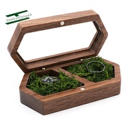 Wooden Ring Box 2Slots Ring Holder Box Travel Ring Earrings Jewelry Storage Daily Organizer Engageme