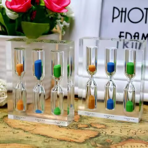 New Timer Hourglass 3,4,5min Sand Clock Sandglass Acrylic for Tea Cafe Child Gift