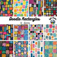 12 Sheets 8x8 Doodle Rectangles Print by byte studio | Premium Paper Craft Junk Journal Stationery