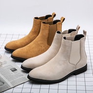 YCHION Leather Boots For Men High Quality Brand Retro Casual Shoes Fashion Chelsea Boot Beige/Camel Big Size Men Ankle Boots 38-48