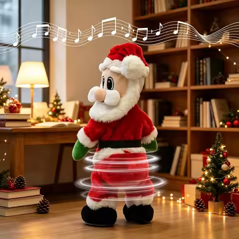 35cm Battery Powered Dancing Twerking Santa Claus Musical Plush Ornament 2026 Christmas Home Decorat