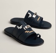 [缺貨]🧡有單Hermes Joke kelly dole doll Sandal Flipflop Slipper Slides Marine Epsom Calfskin palladium si