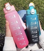 1000ml 1L漸變磨砂水壺/水樽💧有刻度提示飲水時間 見字飲水 Water bottle 運動 行山 郊遊 多喝水