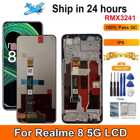 6.5‘‘For Realme 8 5G LCD Display Touch Panel Digitizer AAssembly With Frame Display Replacement For